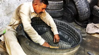 Making A Water Tub From A Used Tire With Amazing Technique | Pure Skill