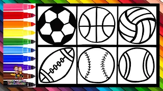 Zeichnen Und Kolorieren Von 6 Verschiedenen Arten Von Bällen ⚽🏀🏐🏉⚾🎾🌈 Zeichnungen Für Kinder