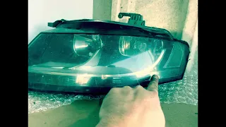 Audi A4 B8 DRL replacement. Sidelight bulb. Main beam, dipped beam. Remove headlight. How to?