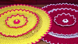 Lotus🪷 thalposh new design👌Crochet round pattern/Lokricha rumal/knitting tutotial in hindi