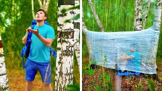 WOW! Survival Bushcraft HACKS! DIY Crazy Tent made from Plastic Wrap!