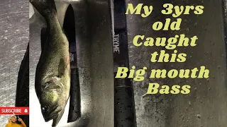 My 3yrs old caught bigmouth Bass fish! Fishing is fun…