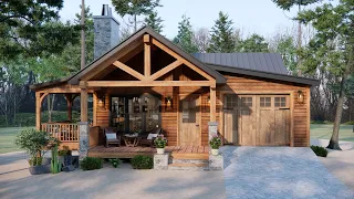 39'x29' (12x9m) COZY & LOVELY Small House | Awesome and Peaceful Wood Cabin House Design.
