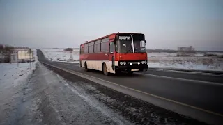 Автобус Икарус (Ikarus 256)(В 973 УХ 22)(1080р). Звук воющего моста RABA+закат.