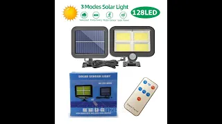 Фонарь-прожектор 128LED с датчиком движения и пультом Solar Wall Lamp BK-128-4+солнечная батарея