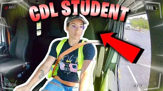 Driving a SEMI for The First Time Ever (CDL Truck Driver Student)!!!