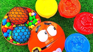 Satisfying Video - Full of M&M's Rainbow Candy with Magic Playdoh in Box & Stress Balls ASMR