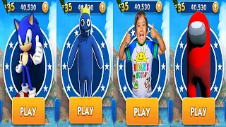 Sonic Dash vs Tag with Ryan PJ Masks Catboy vs Rainbow Friends Subway Run vs Among Us Rush Gameplay