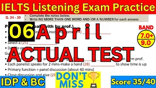 06 April 2024 IELTS Listening Practice Test 2024 with answers | IELTS EXAM PREPARATION | IDP & BC