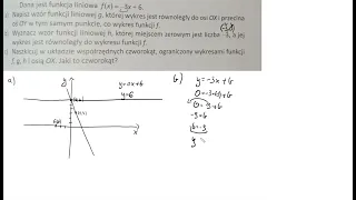 4 65  Dana jest funkcja liniowa fx = – 3x + 6   a Napisz wzór funkcji liniowej g, której wykres jest