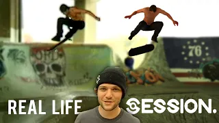 Session vs Real Life - BAM MARGERA FDR Trick Challenges