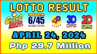 Lotto Result APRIL 24, 2024 9:00PM Wednesday [Php 29.7 million] #PCSO