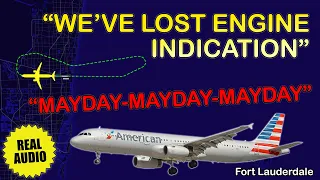 MAYDAY after takeoff. American A321 lost engine indication at Fort Lauderdale, Real ATC