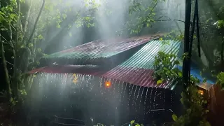 10 hours Rain Sounds For Sleeping   99% Instantly Fall Asleep With Rain And Thunder Sound At Night