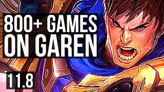 GAREN vs AKALI (MID) | 7/0/8, 2.4M mastery, 800+ games, Godlike, Rank 10 Garen | KR Master | v11.8