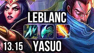 LEBLANC vs YASUO (MID) | Rank 2 LeBlanc, Rank 5, Quadra, 22/3/18, Legendary | EUW Challenger | 13.15