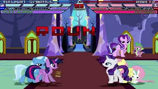 Mugen battle Twilight Sparkle Alicorn and Trixie Lulamoon vs Rarity and Fluttershy