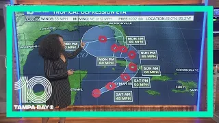 Much of Tampa Bay in Tropical Depression Eta's cone of uncertainty