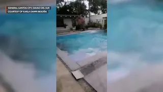 Pool in General Santos City overflows due to magnitude 6.9 earthquake in Davao del Sur