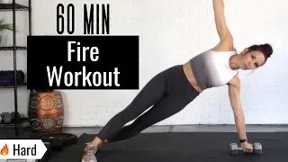 🔥60 MIN INTENSE CARDIO & STRENGTH HIIT with Dumbbells/ Intermediate to Advanced/