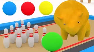 Spielt Bowling & lernt Zahlen und Farben mit Dino den Dinosaurier | Lehrreiche Cartoons für Kinder