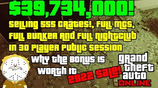 GTA Online Giant Sale Making $39,734,000 Million!Selling 555 Crates, MCs, Bunker, Club In Full Lobby