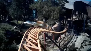 Pony Express Motorbike Roller Coaster Attraction Onboard Front POV Knott’s Berry Farm Theme Park CA