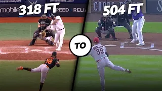 2022 MLB Home Runs going up one foot at a time (318 ft to 504 ft)