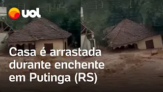 Casa é arrastada durante chuva em Putinga (RS); vídeo flagra momento