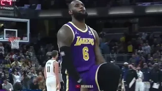 LeBron James hits the clutch three and celebrate with his classic silencer celebration