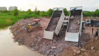Episode.19| Interested Beautifully Landfilling Up Project Processed Extremely Dozers and Dump Trucks