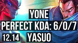 YONE vs YASUO (MID) | 6/0/7, 300+ games, Dominating | EUW Master | 12.14