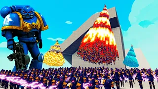 100x SPACE MARINE  vs 4x EVERY GOD - Totally Accurate Battle Simulator TABS