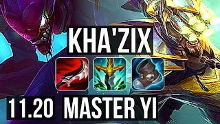 KHA'ZIX vs MASTER YI (JUNGLE) | 21/1/2, Legendary, 500+ games, 1.1M mastery | NA Master | v11.20