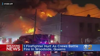 1 firefighter hurt as crews battle fire in Woodside, Queens
