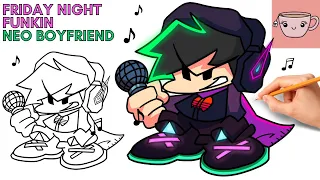 How To Draw Neo Boyfriend - Friday Night Funkin Mod | FNF | Easy Step By Step Drawing Tutorial