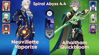 C0 Neuvillette Vaporize & C0 Alhaitham Quickbloom | Spiral Abyss 4.4 Floor 12 Genshin Impact