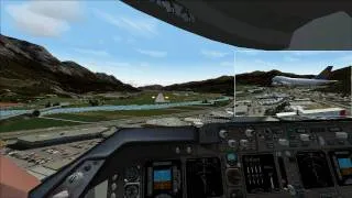 Boeing 747-400 LOWI Innsbruck final approach on rwy 08 (FS2004)