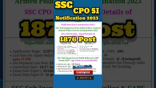 SSC CPO SI NOTIFICATION 2023 | SSC CPO SI NEW VACANCY 2023 #ssccpo #ssccpo2022 #cpo2023 #cpoexam