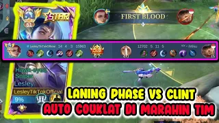 Tutorial Laning Phase Lesley VS Clint Biar First Blood | Top Global Lesley Build Tersakit - MLBB