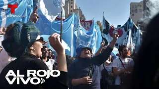 Manifestantes argentinos llegan al Monumento al Trabajo en Buenos Aires | Al Rojo Vivo | Telemundo
