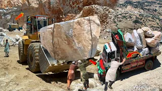 Amazing Manufacturing In a Mountain,The Marble Stone is Being Cut, Very Strange & Poor Work