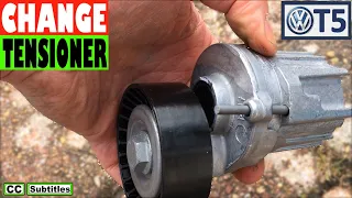 How to replace Serpentine Belt Tensioner VW T5 2010-2015 Power Steering Failure Belt Change