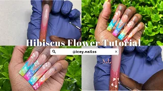 Hibiscus flower tutorial 🌺| New nail trend? | Beginner friendly