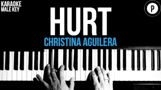 Christina Aguilera - Hurt Karaoke SLOWER Acoustic Piano Instrumental Cover Lyrics MALE KEY