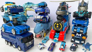 New TRANSFORMERS Blue Color: Leader Optimus vs Nemesis Prime - Tobot Car Toys Eating Dinosaur Movie