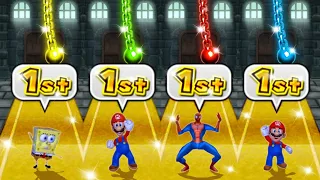 Mario Party 9 MiniGames - SpongeBob Vs Mario Vs Luigi Vs Spider Man (Master Difficulty)