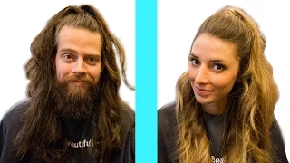 Husband Tries Wife's Hairstyles