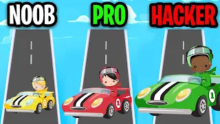 NOOB vs PRO vs HACKER in 2048 CAR RACE (ALL LEVELS)