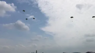 Paratroopers from a C-47 at Reading WWII Air Show